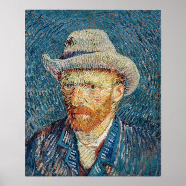 Poster Van Gogh - Autoportrait avec un Casquette gris (Devant)