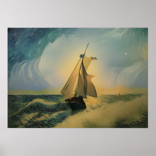 Poster Van Gogh Bateau marin dans l'océan