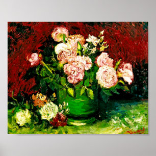 Poster Van Gogh Bowl avec Peonies et Roses