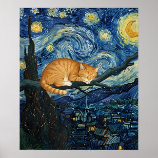 Poster van Gogh Cat Art