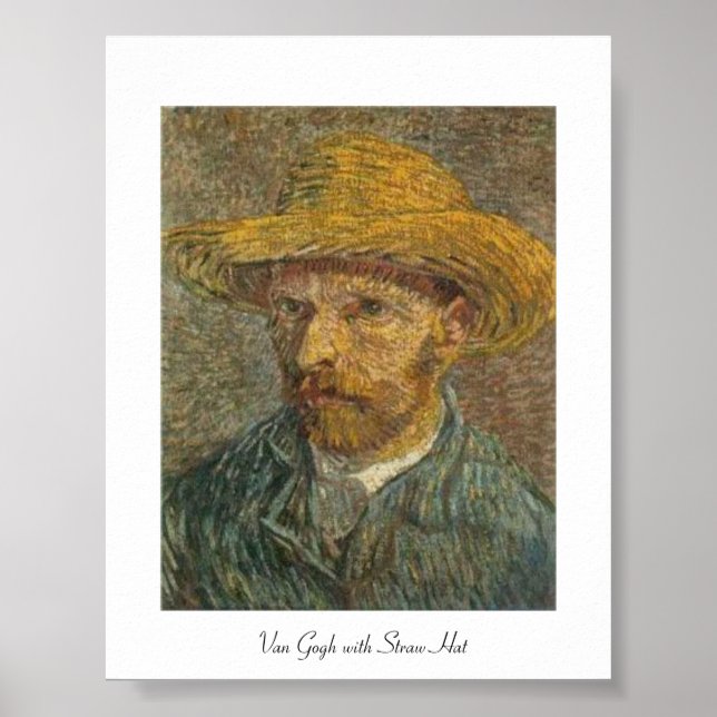 Poster Van Gogh célèbre peinture avec Casquette de paille (Devant)