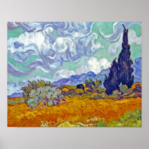 Poster Van Gogh - Champ de blé avec cyprès