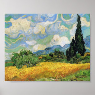 Poster Van Gogh - Champ de blé avec cyprès