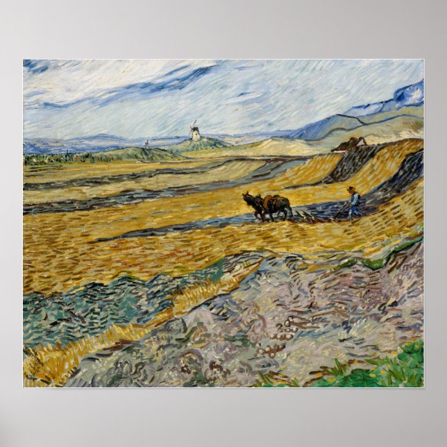 Poster Van Gogh - Champ Enfermé Avec Plowman (Devant)