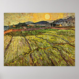 Poster Van Gogh - Champ fermé avec soleil levant