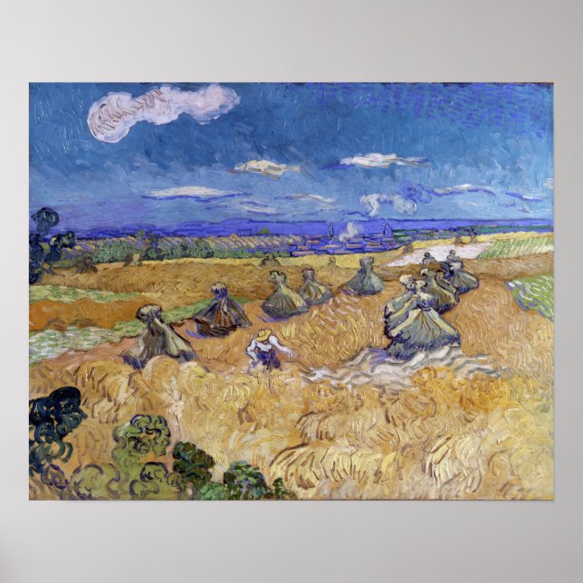 Poster Van Gogh - Champs de blé avec faucheur Auvers (Devant)