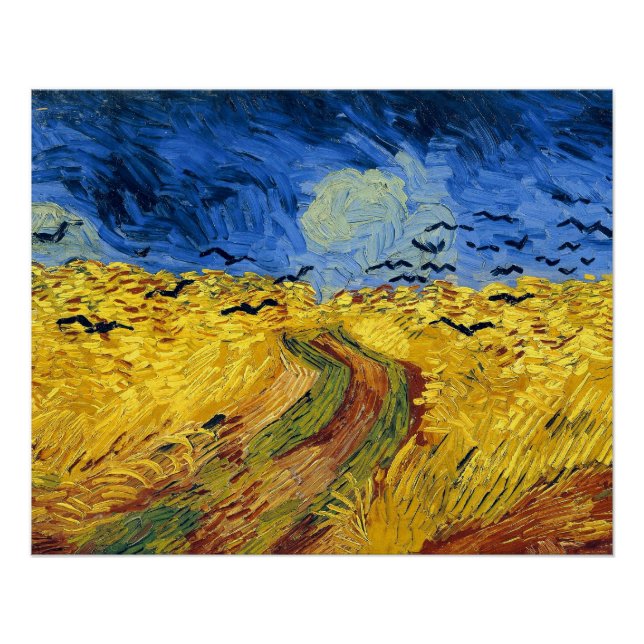Poster Van Gogh Champs de blé Impressionniste Peinture (Devant)