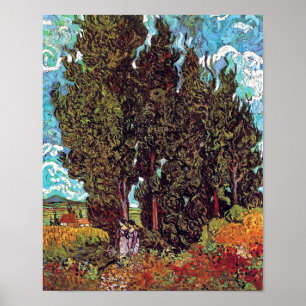 Poster Van Gogh - Cyprès avec deux figures féminines