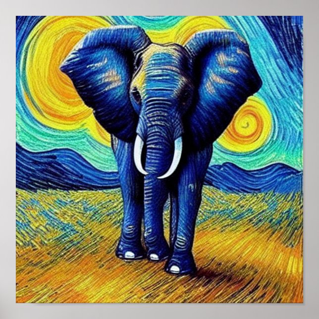Poster Van Gogh Elephant (Devant)