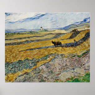 Poster Van Gogh - Enclosed Field With Ploughman