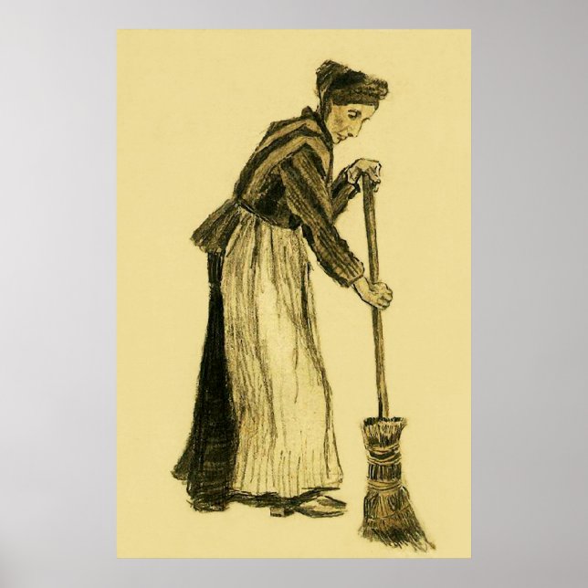 Poster Van Gogh Femme au Broom Fine Art (Devant)