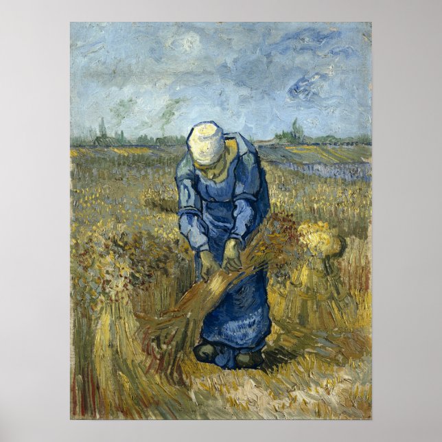 Poster Van Gogh - Femme paysanne Les Chênes (Devant)