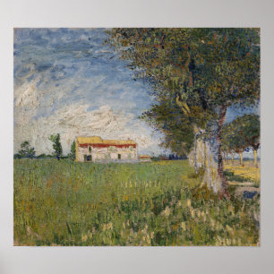 Poster Van Gogh - Ferme Dans Un Champ De Roulement