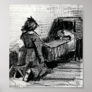 Poster Van Gogh - fille se mettant à genoux devant un