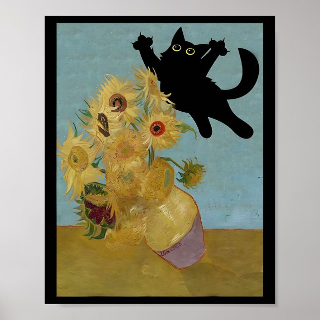 Poster Van Gogh Fleurs Chat Tournesols (Devant)