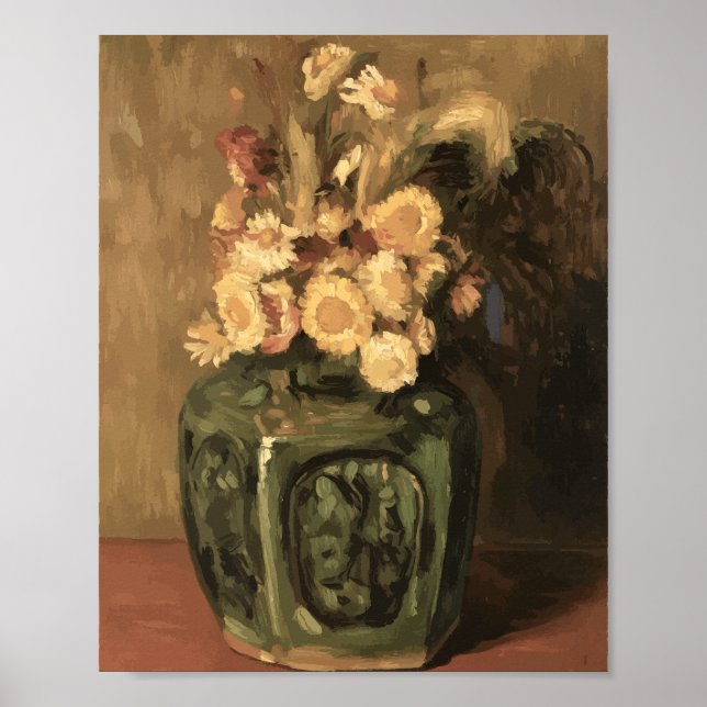 Poster Van Gogh Ginger Jar with Chrysanthemums  (Devant)