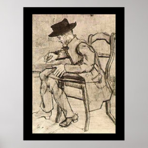 Poster Van Gogh - Homme Écrivant, Face À Gauche,
