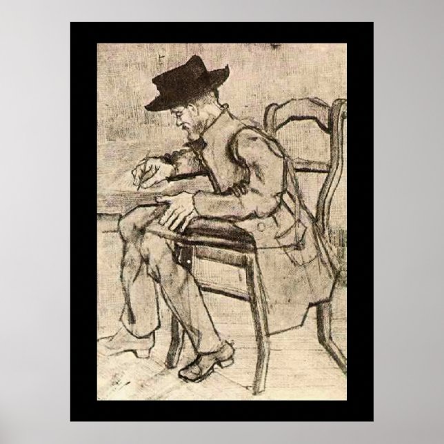 Poster Van Gogh - Homme Écrivant, Face À Gauche, (Devant)