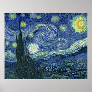 Poster Van Gogh Imprimer Nuit étoilée AUTHENTIQUE ORIGINA