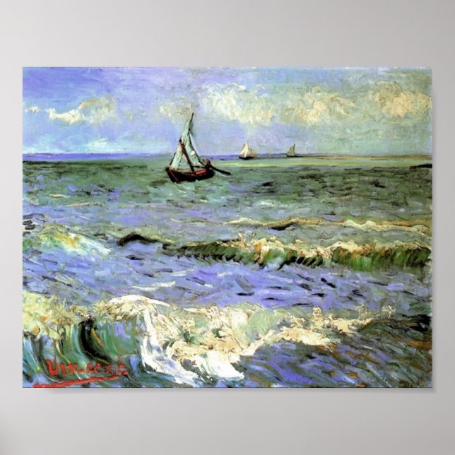 Poster Van Gogh - La mer à Saintes-Maries (Devant)