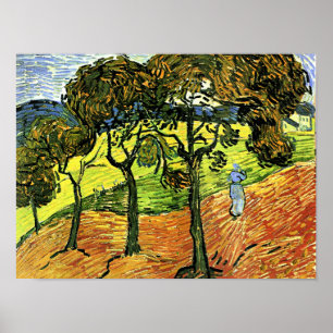 Poster Van Gogh - Landscape with Trees and Figures