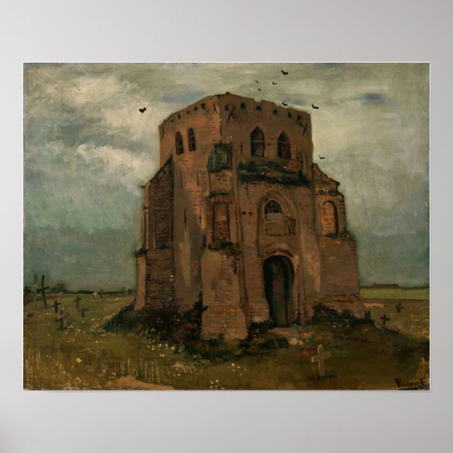 Poster Van Gogh - Le cimetière des paysans', Vieille égli (Devant)