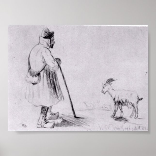 Poster Van Gogh - Le troupeau de chèvres (Devant)