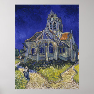 Poster Van Gogh L'église d'Auvers-sur-Oise sous un ciel b