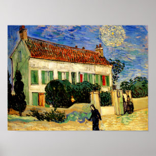Poster Van Gogh - Maison Blanche par nuit