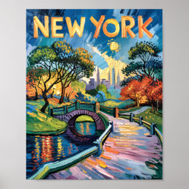 Poster Van Gogh New York Central Park peinture à l'huile 
