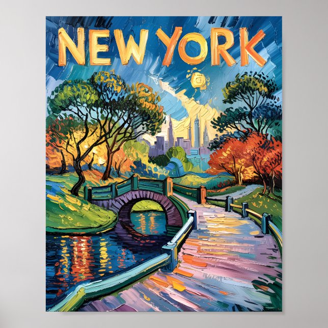 Poster Van Gogh New York Central Park peinture à l'huile  (Devant)