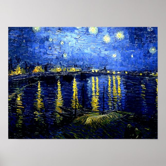 Poster Van Gogh - Nuit étoilée sur le Rhône (Devant)