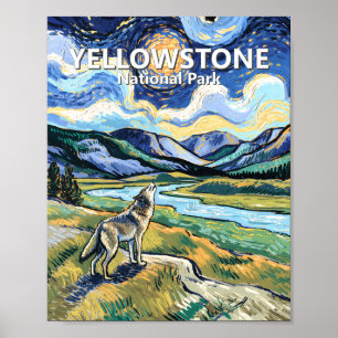 Poster Van Gogh Parc National de Yellowstone Loup Hurleur