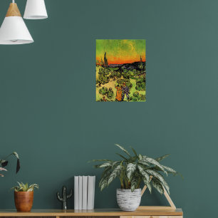 Poster Van Gogh - Paysage avec couple se promenant