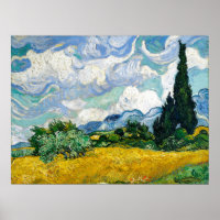 Van Gogh Peinture Art Vintage Blé Champ Cypresse