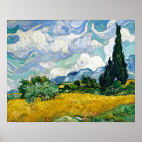Van Gogh Peinture Art Vintage Blé Champ Cypresse