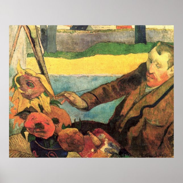 Poster Van Gogh Peinture des tournesols par Gauguin (Devant)
