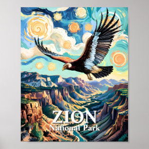 Poster Van Gogh personnalisé Canyon de Zion Oiseau Condor