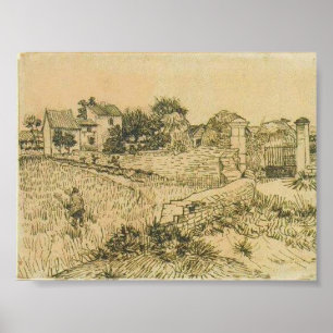 Poster Van Gogh - porte d'entrée à une ferme avec des