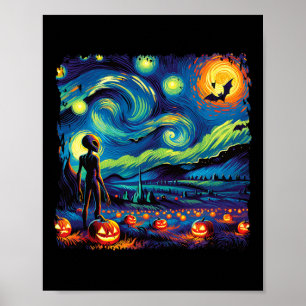 Poster Van Gogh Starry Alien de nuit Homme Halloween Pum