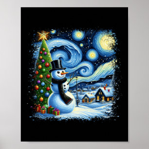 Poster Van Gogh Starry Nuit de Noël Snowman Snowman Nigh