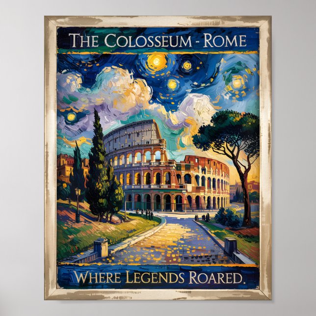 Poster Van Gogh Starry Nuit Rome Italie Colisée Voyage (Devant)