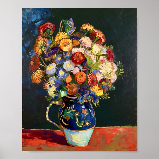 Poster Van Gogh Still Life Vase with Zinnias (Devant)