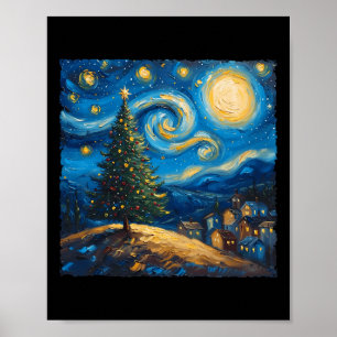 Poster Van Gogh Style La nuit étoilée Vil Arbre de Noël