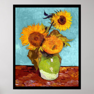 Poster Van Gogh - Trois Tournesols Dans Un Vase - Art