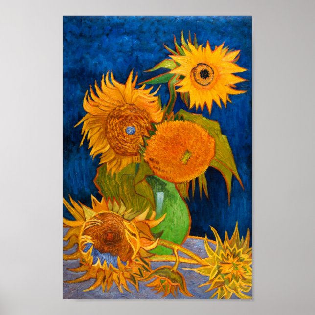 Poster Van Gogh Vase avec cinq tournesols (Devant)
