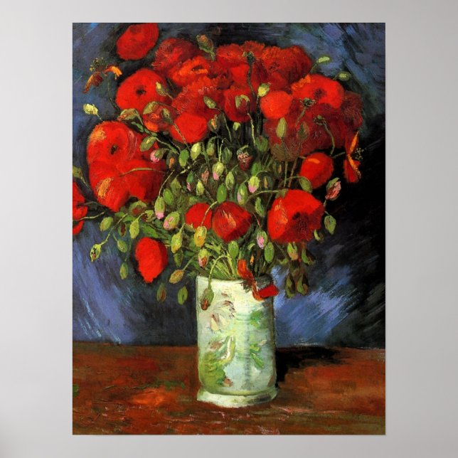 Poster Van Gogh - Vase avec des pépites rouges (Devant)