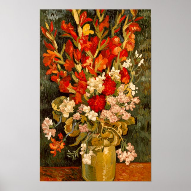 Poster Van Gogh Vase with Gladioli and Carnations  (Devant)