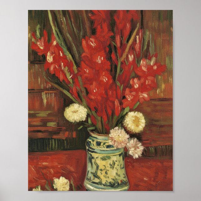 Poster Van Gogh Vase with Red Gladioli (Devant)