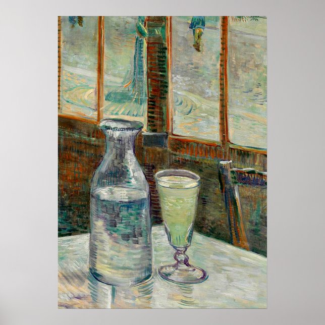 Poster Van Gogh - Verre de vie morte d'Absinthe et Carafe (Devant)
